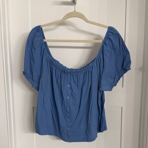 American Eagle Outfitters Blue Button-Down Blouse